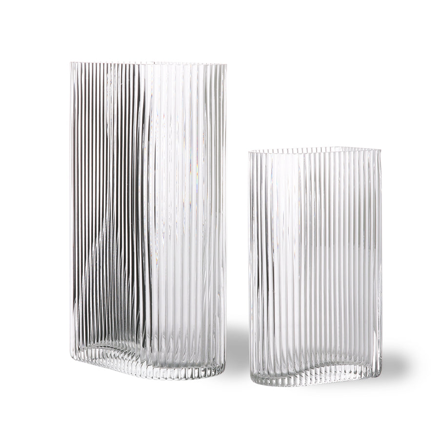 HK Living - Clear Ribbed Vases - Set of Two
